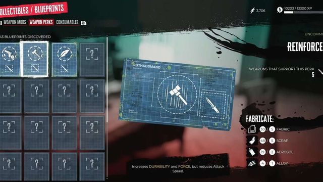Dead Island 2 : Emplacement des Blueprints : Mods d'armes, Perks et consommables