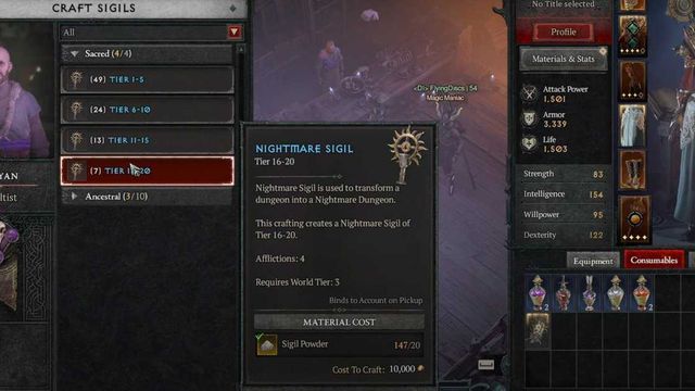 Comment obtenir des Sigils cauchemardesques - Diablo 4
