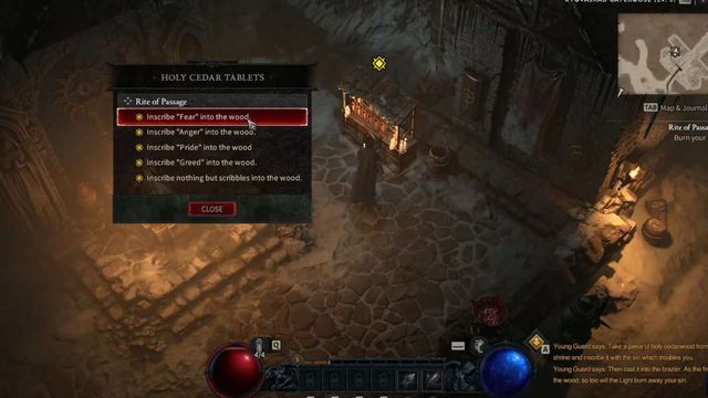 Diablo 4 : Rite Of Passage - Ce qu'il faut inscrire sur la tablette de cèdre sacré