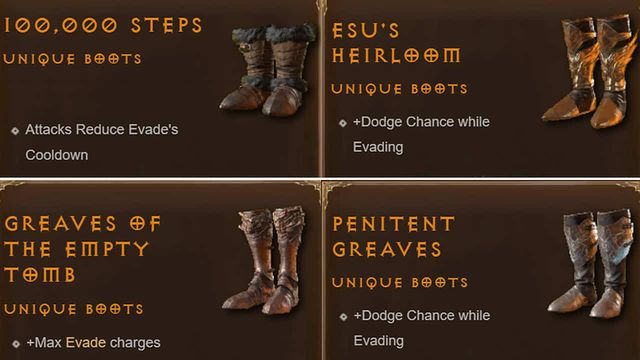 Les bottes uniques - Diablo 4