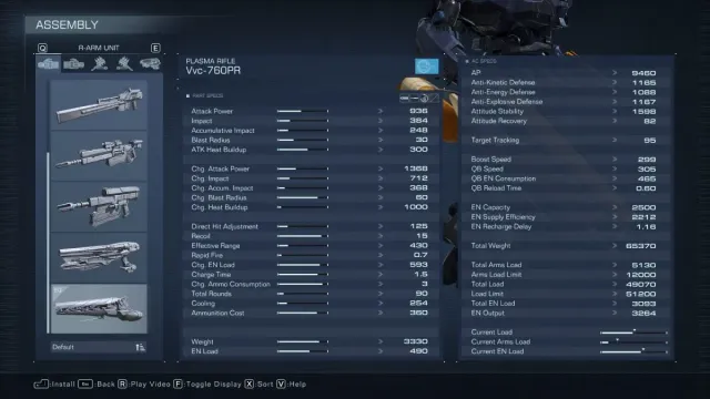 Armored Core 6 : Tous les statuts détaillés de l'AC et les spécifications des pièces