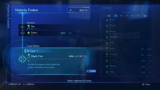 Crisis Core Materia Fusion Liste et conseils