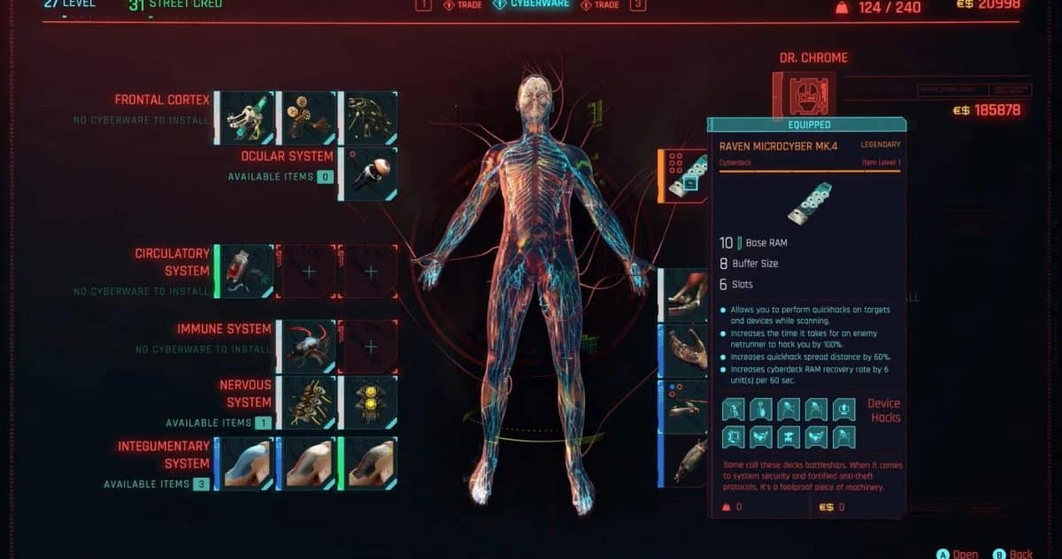 Cyberpunk 2077 - Guide de cybernétiques