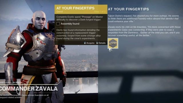 Destiny 2 Guide de la quête exotique, Au bout de vos doigts