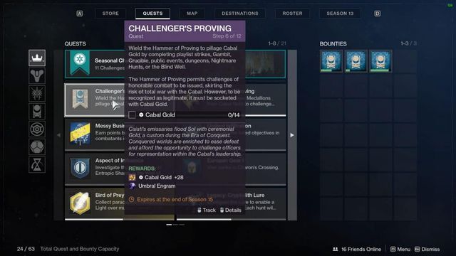 Destiny 2 La saison des élus - Les preuves de Challenger