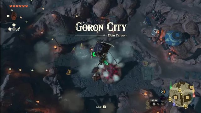 Zelda : Tears Of The Kingdom - Emplacement de la ville de Goron
