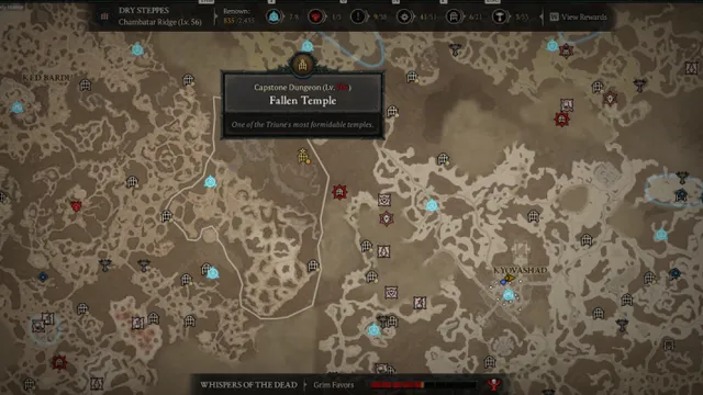 C'est quoi le point orange à côté des donjons dans Diablo 4 ?