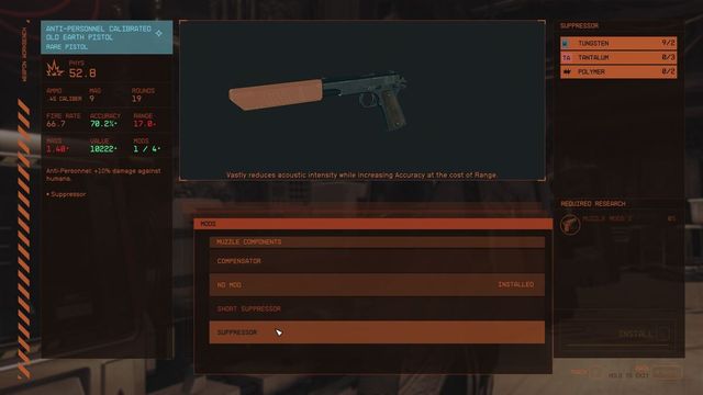 Starfield : Comment équiper un suppresseur sur n'importe quelle arme à feu