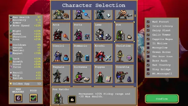 Vampire Survivors : Guide des œufs d'or