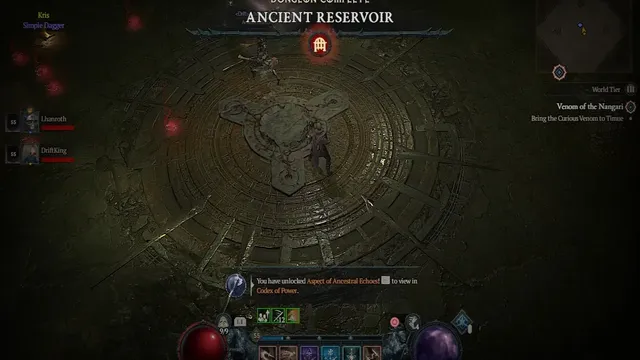 Diablo 4 : Donjon de l'ancien réservoir, aspect et récompenses