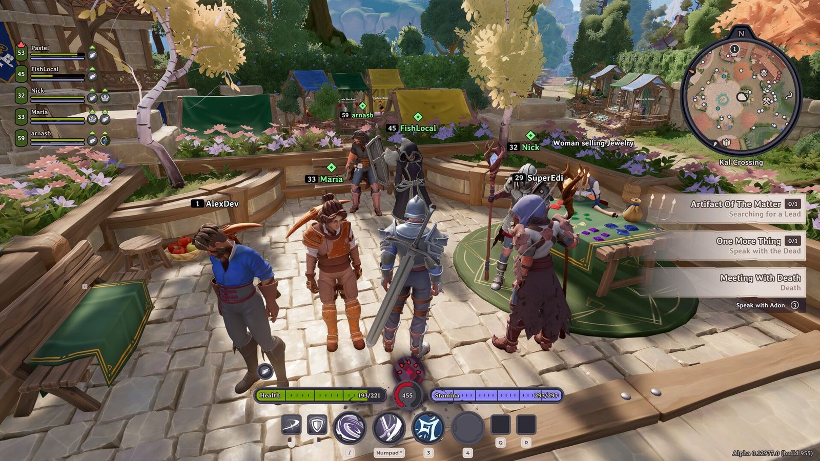 Place du marché de Kal Crossing dans Everlast: Undying Tale avec plusieurs joueurs en groupe