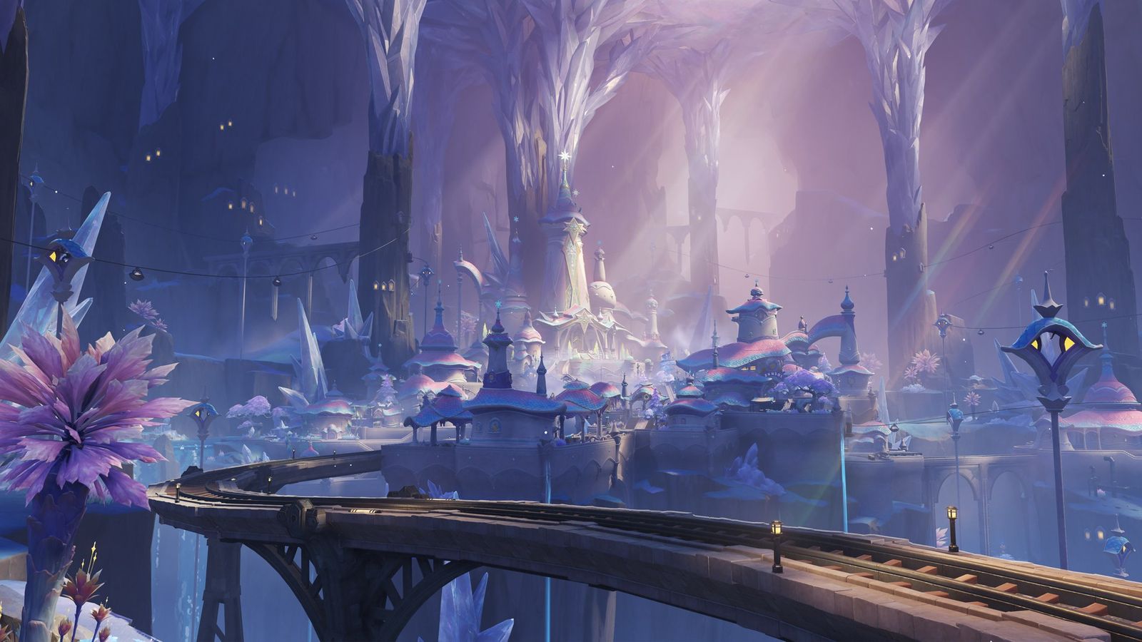 Chemin de fer et installations industrielles souterraines à l'est de Snezhnaya dans Genshin Impact