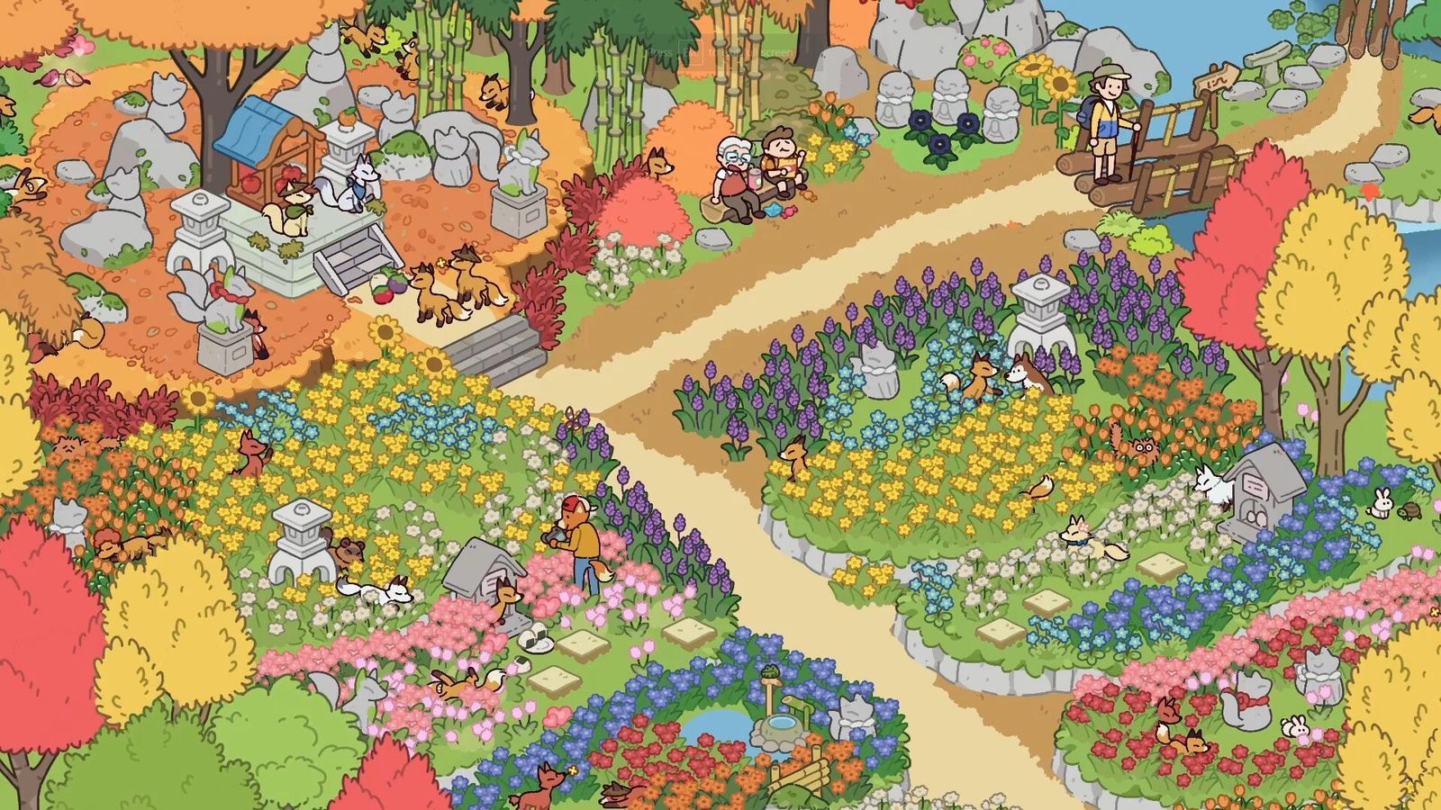 Marché féerique et personnages animés dans Lost and Found Co.
