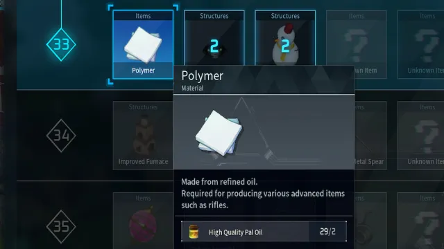 Palworld : Comment fabriquer du polymère