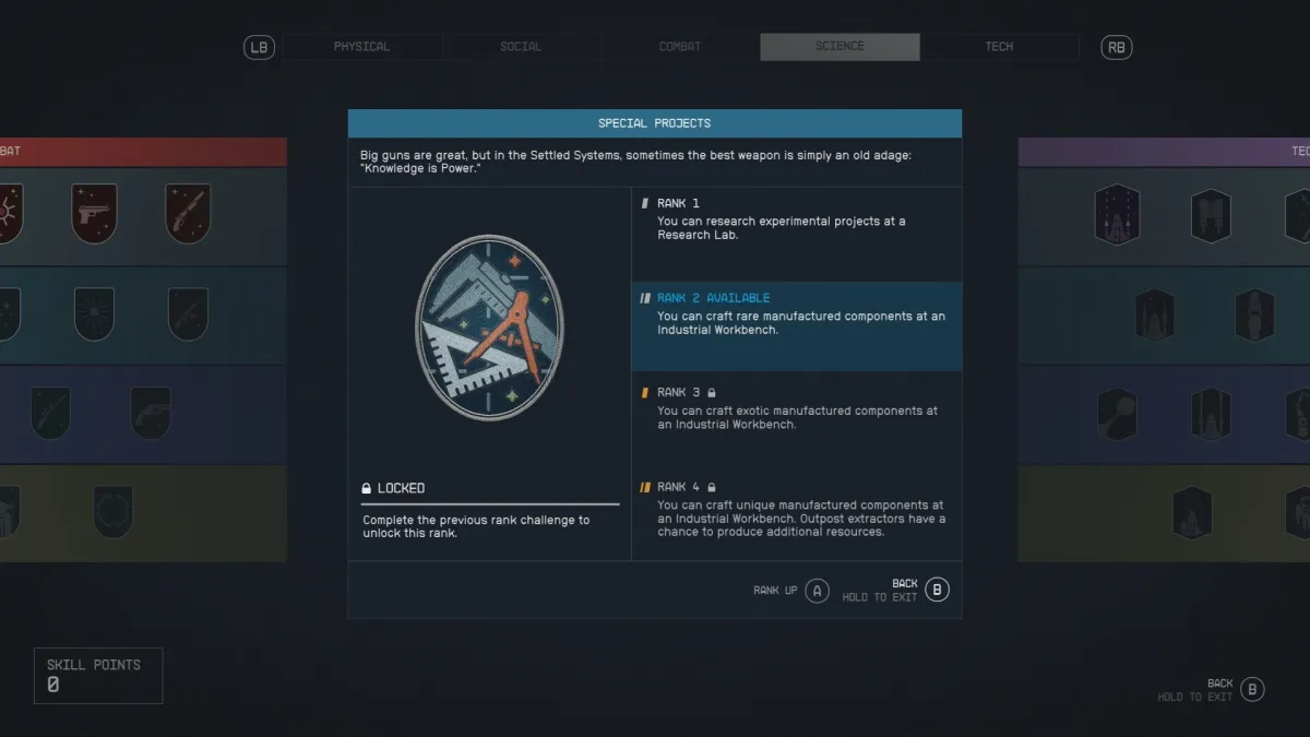 Starfield : Ce que fait la compétence projets spéciaux