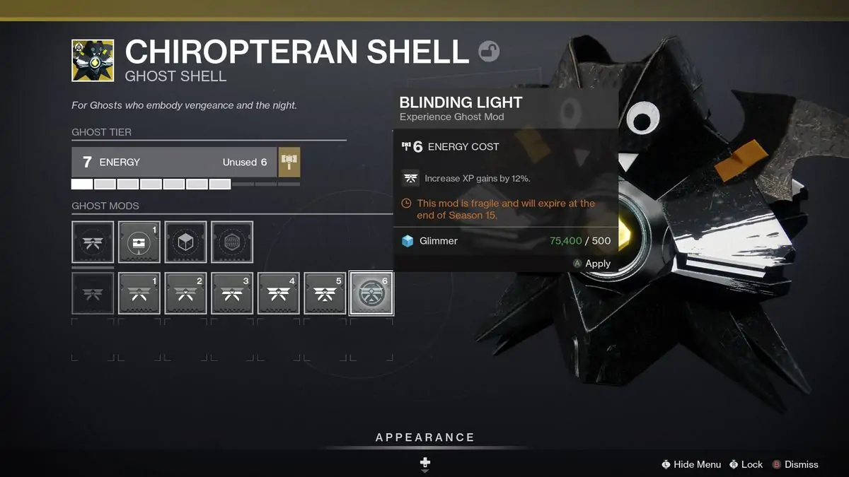 Guide des mods Destiny 2 Beyond Light Ghost