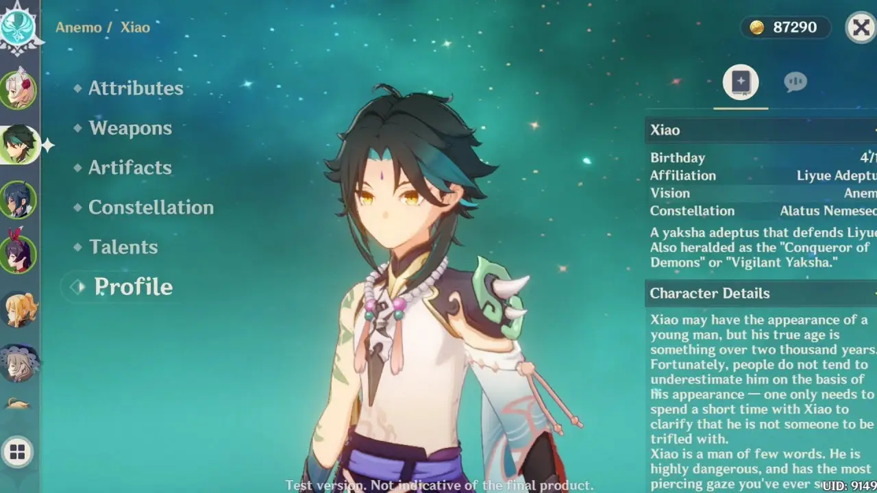 Genshin Impact  - Personnage Anemo Xiao