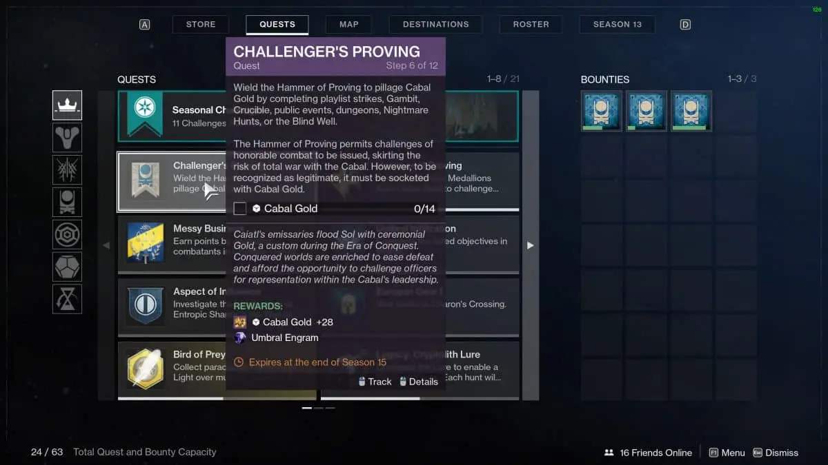 Destiny 2 La saison des élus - Les preuves de Challenger
