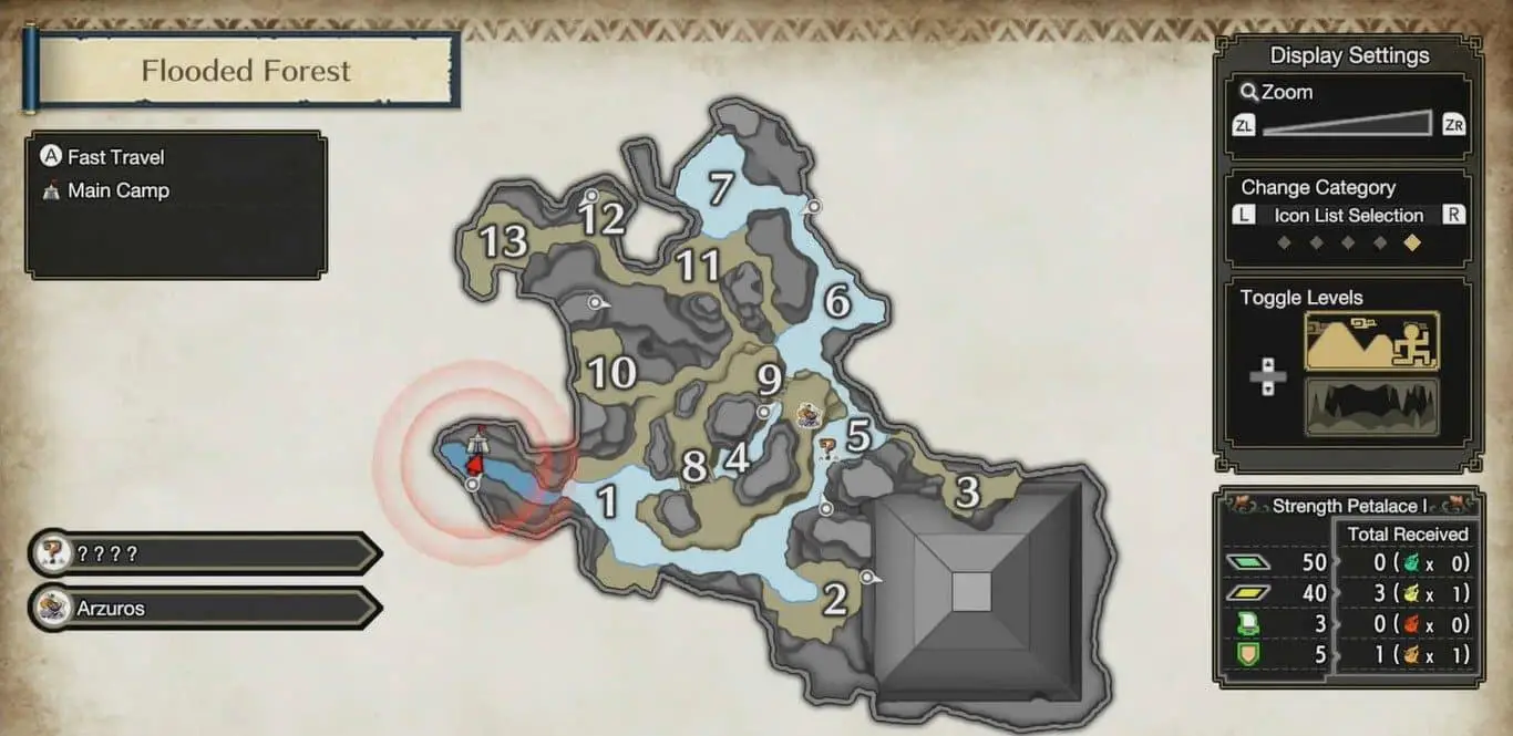Monster Hunter Rise Guide des emplacements d'enregistrement des reliques de la forêt inondée