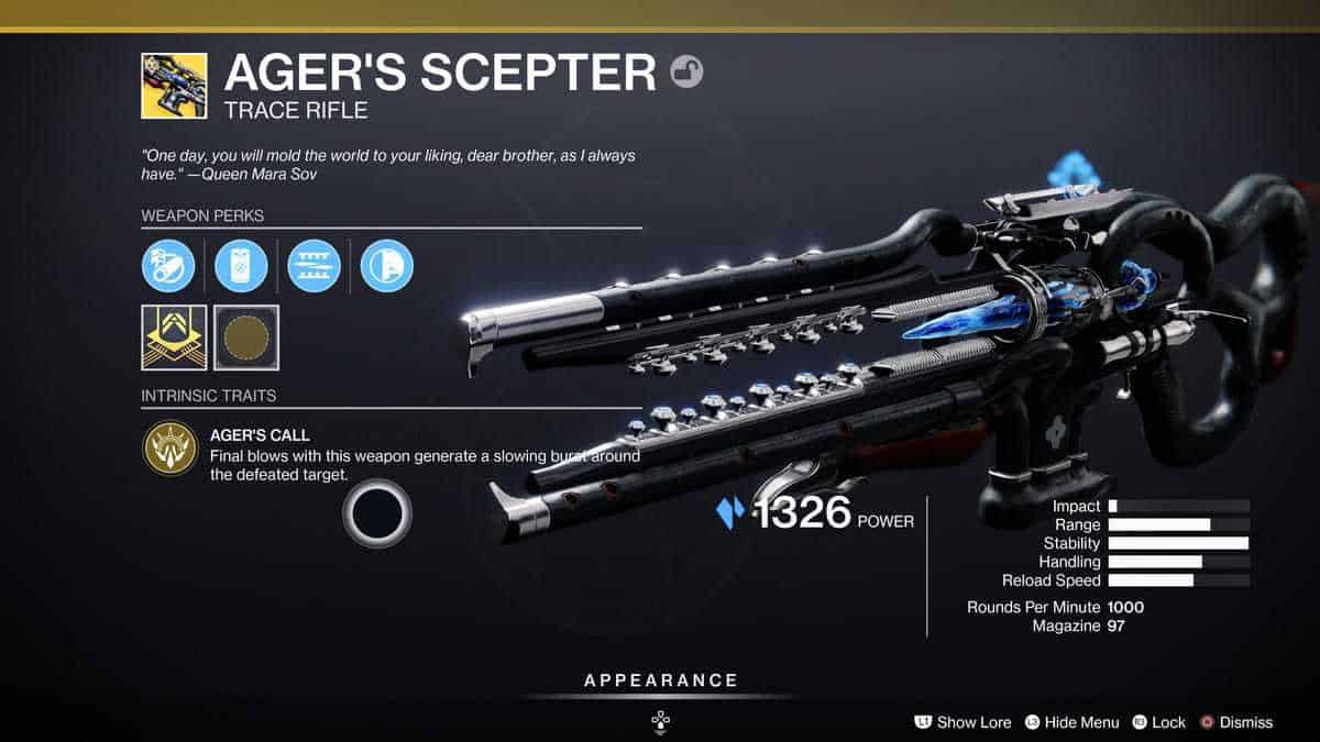 Destiny 2 Comment obtenir le fusil exotique du sceptre d'Ager Tseret