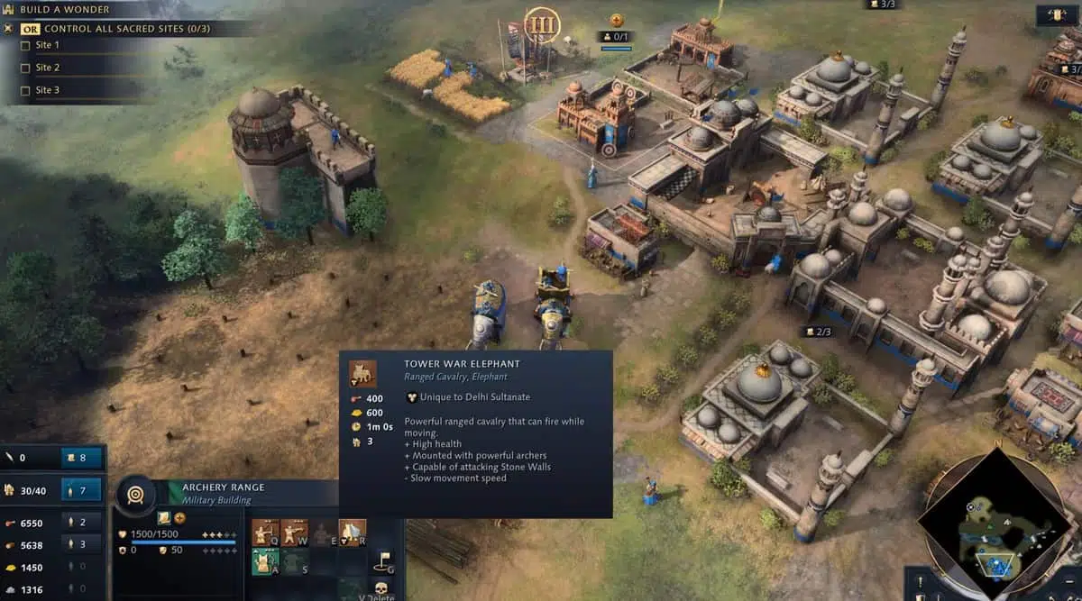 Age of Empires 4 : Commande de construction urgente d'éléphants du sultanat de Delhi