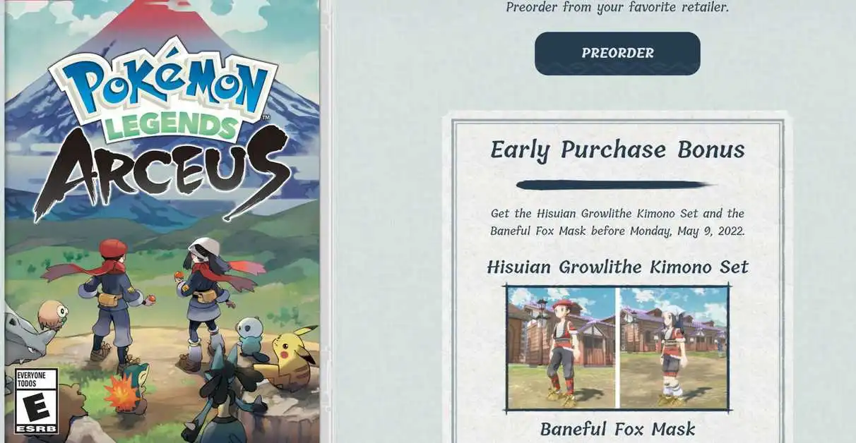 Pokemon Legends : Guide des bonus de précommande Arceus