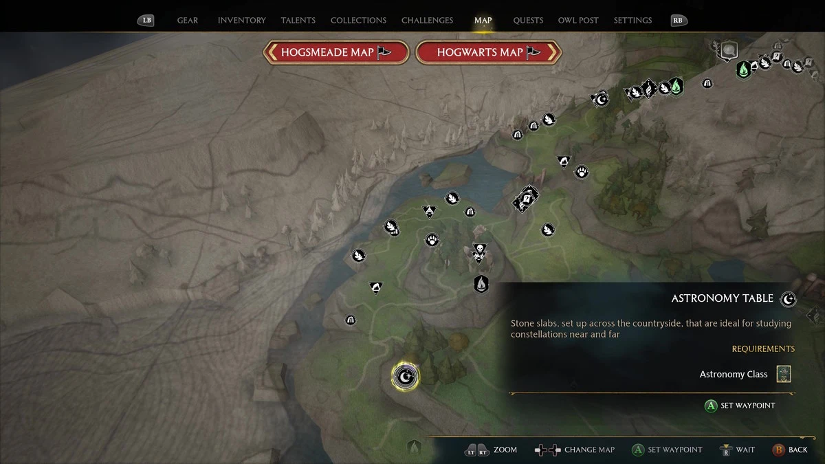 Hogwarts Legacy Trouver des tables d'astronomie Feldcroft
