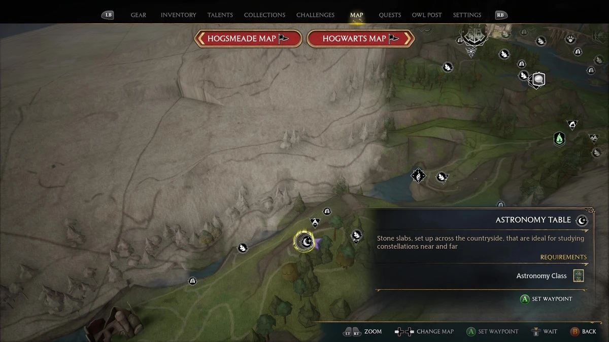 Hogwarts Legacy Trouver des tables d'astronomie North Feldcroft