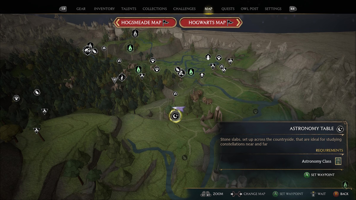 Hogwarts Legacy Trouver des tables d'astronomie Upper Hogsfield