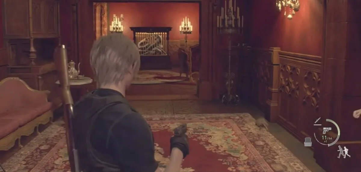 Emplacement du rat dans la grande salle de Resident Evil 4