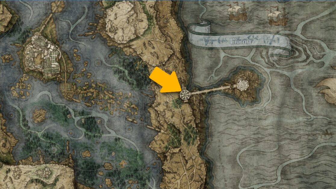 Emplacement de la carte du personnel de Carian Glintstone dans Elden Ring