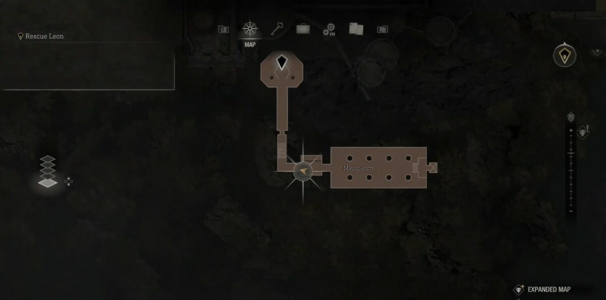 Carte de localisation du puzzle de la lanterne du mausolée dans RE4 Remake