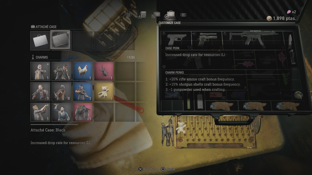 Menu de la mallette Attaché Resident Evil 4