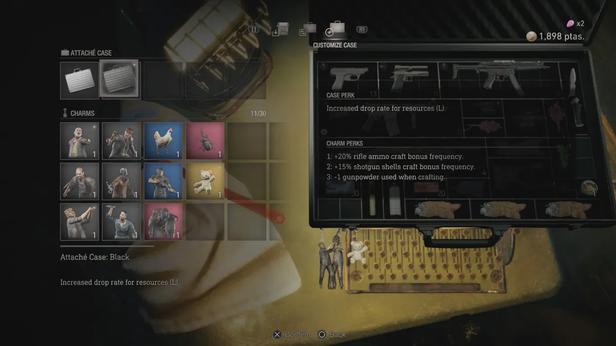 Menu de la mallette Attaché Resident Evil 4