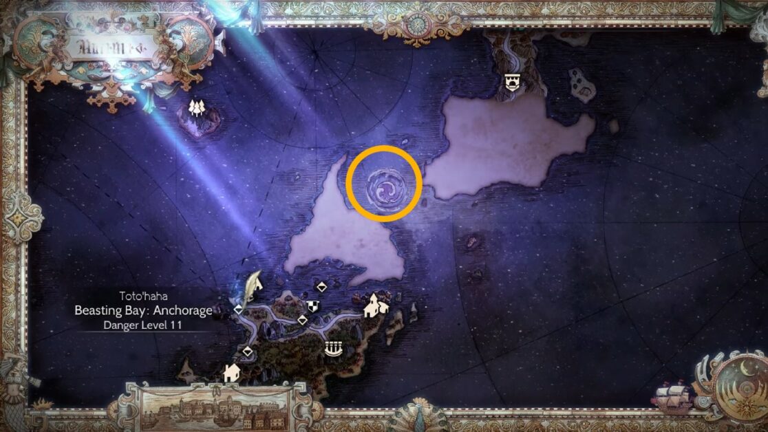 Emplacement du fléau de la mer dans Octopath Traveler 2