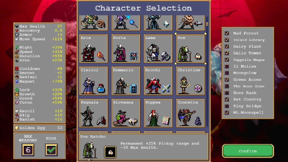 Vampire Survivors : Guide des œufs d'or