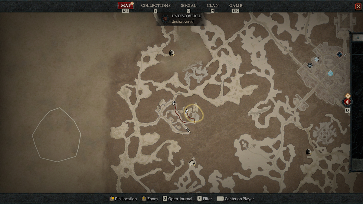 Emplacement de la forteresse de Diablo 4 Nostrava sur la carte