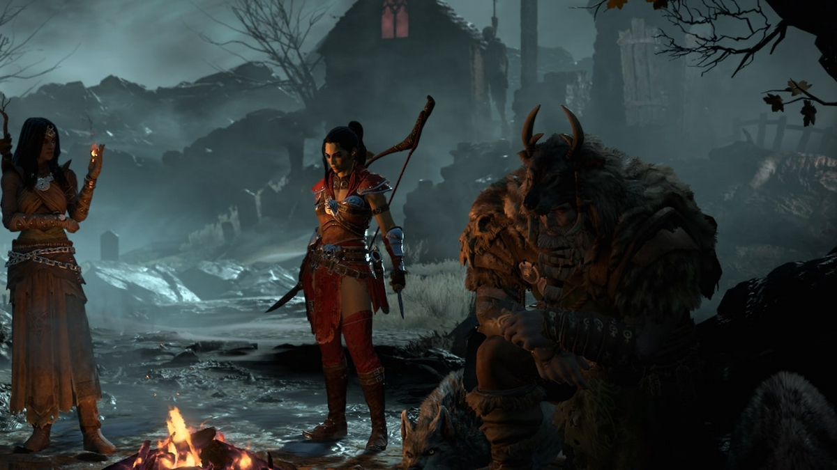 Diablo 4 Druide près d'un feu de camp