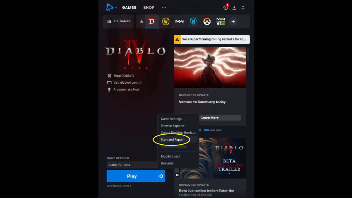 Problèmes de performances de Diablo Iv Beta