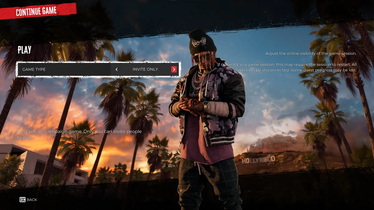 Dead Island 2 Co Op Menu