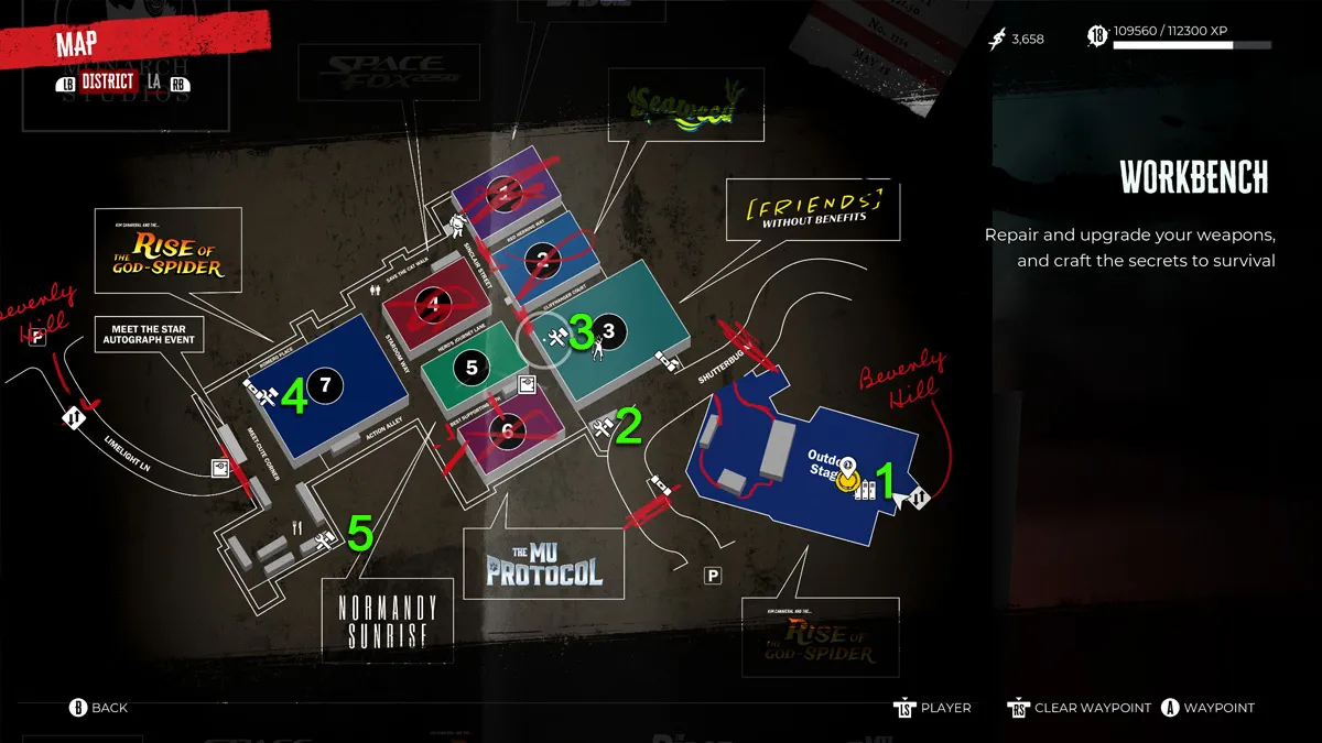 Carte de l'établi de Dead Island 2 Monarch Studios