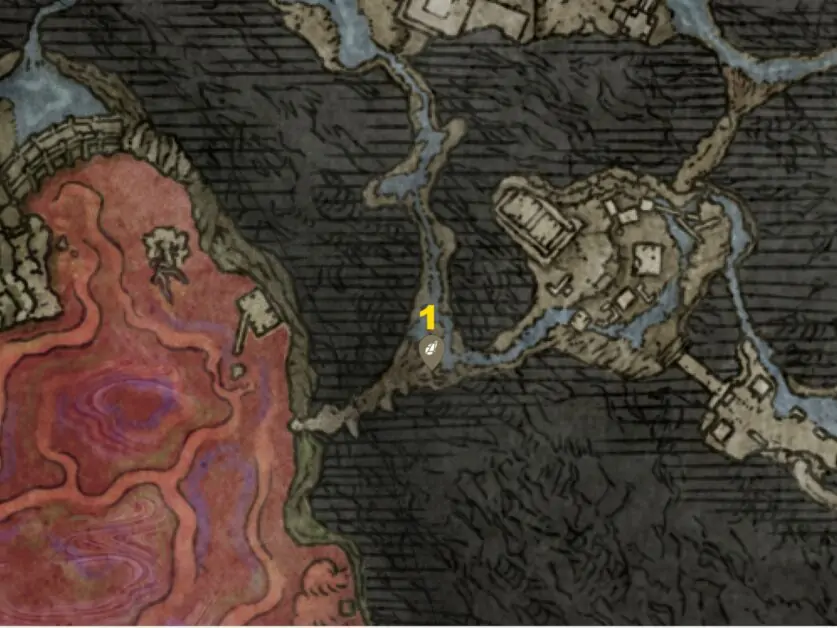 Elden Ring Ainsel River Smithing Stone 2 emplacements