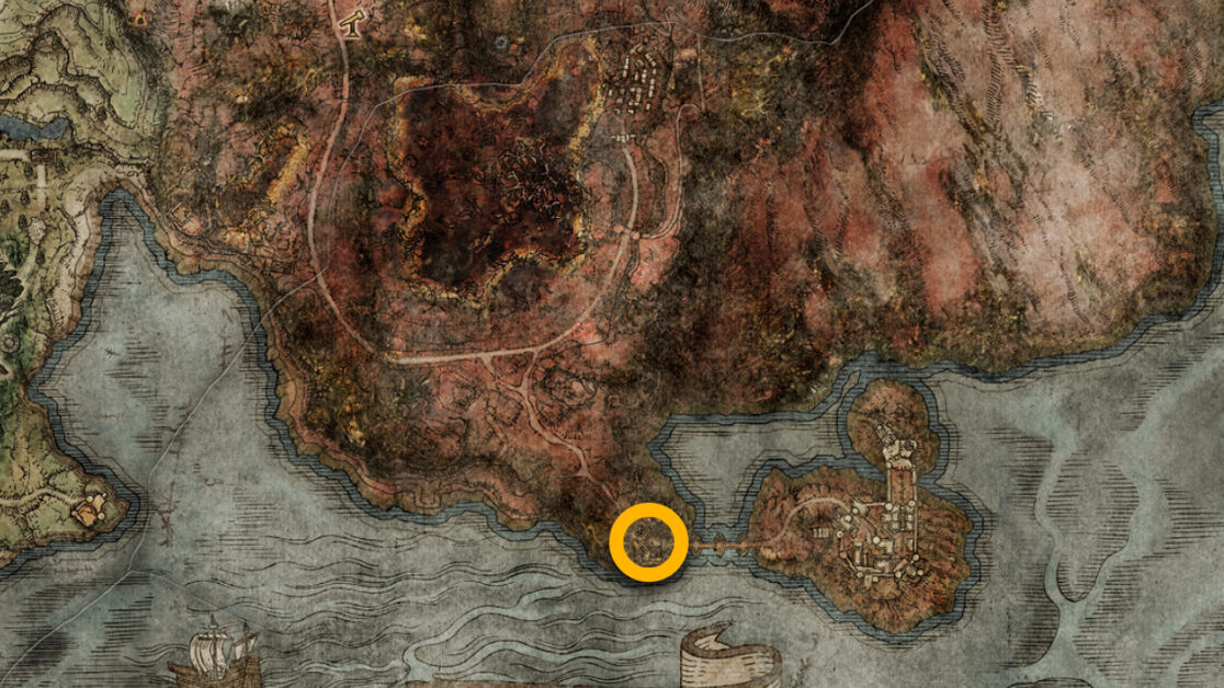 Emplacement de la carte Arrow's Sting Talisman dans Elden Ring