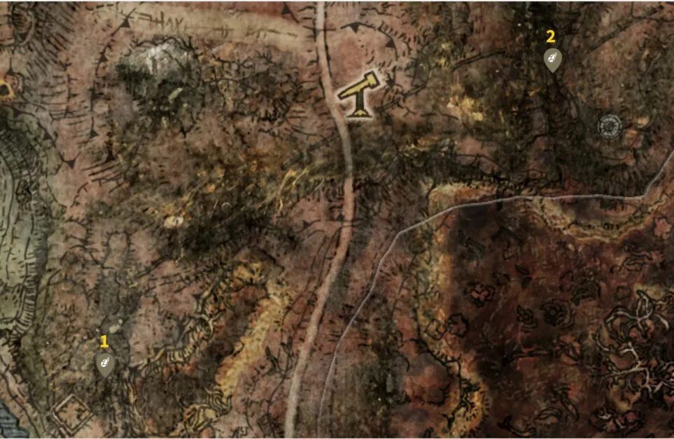Caelid Somber Smithing Stone 5 emplacements sur la carte dans Elden Ring
