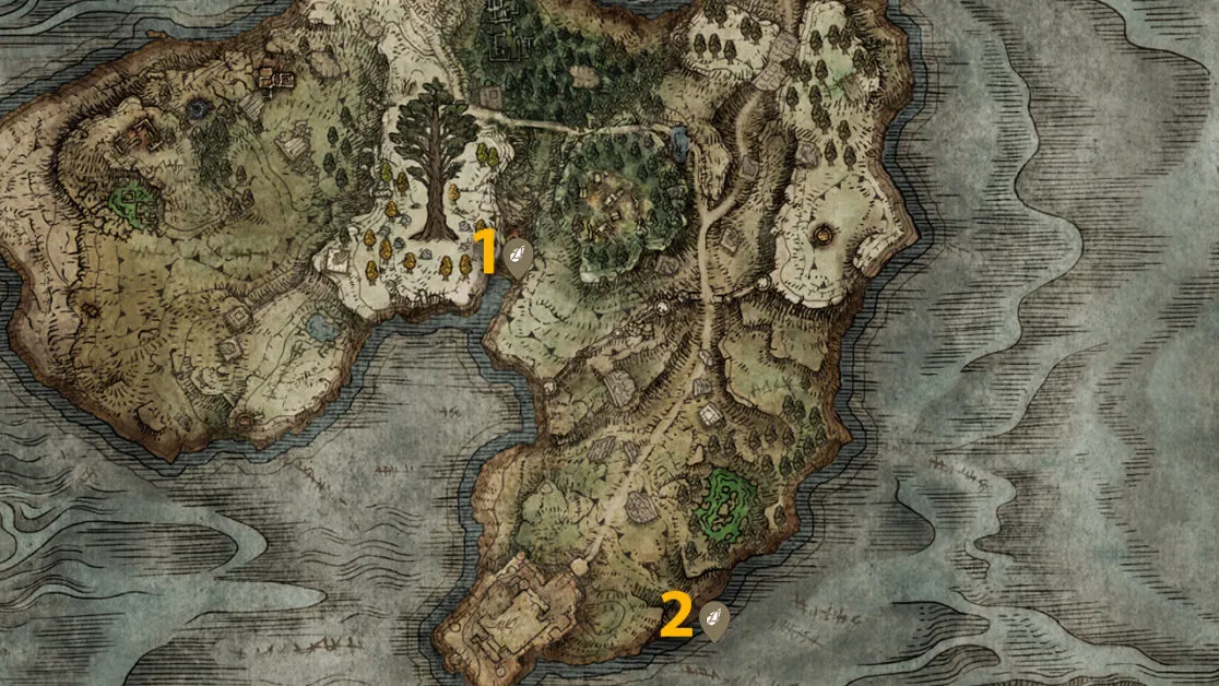 Château Morne Sombre Smithing Stone 2 emplacements sur la carte dans Elden Ring