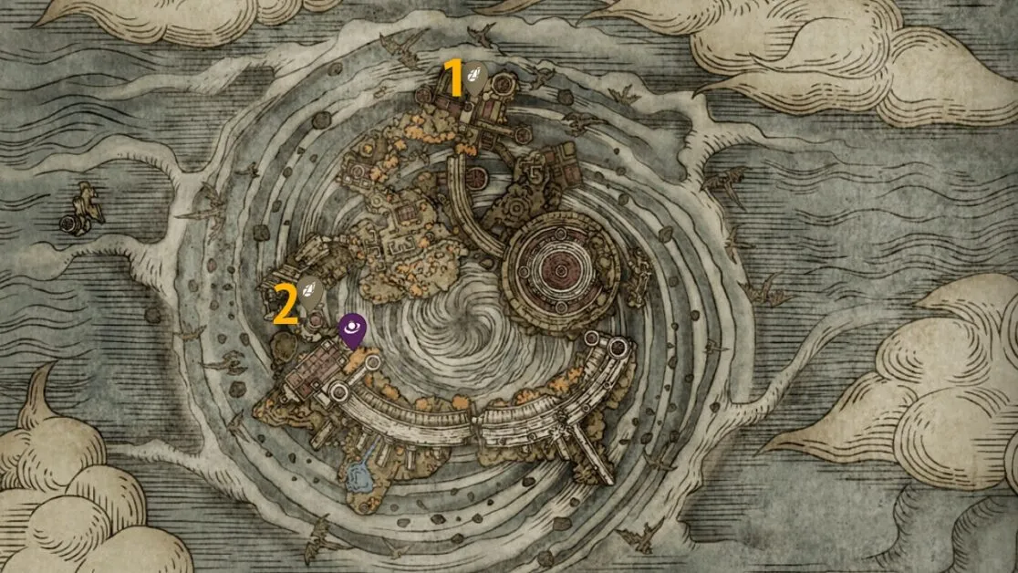 Crumbling Farum Azula Sombre Smithing Stone 8 emplacements cartographiques dans Elden Ring
