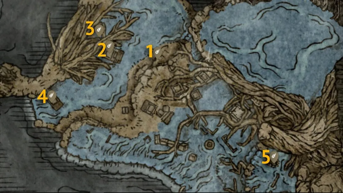 Deeproot Depths Somber Smithing Stone 7 emplacements cartographiques dans Elden Ring