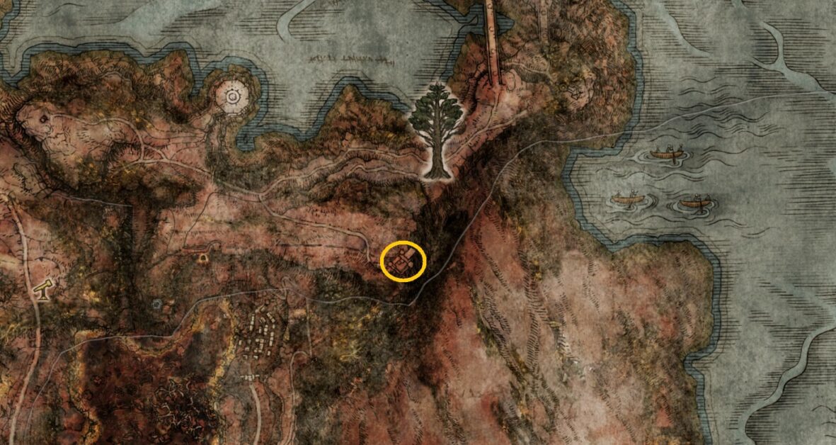 Emplacement de la carte de Fort Faroth dans Elden Ring
