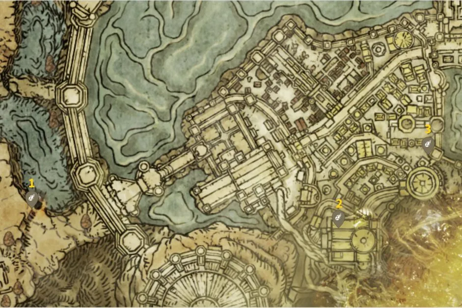 Leyndell Capital Somber Smithing Stone 5 emplacements sur carte dans Elden Ring