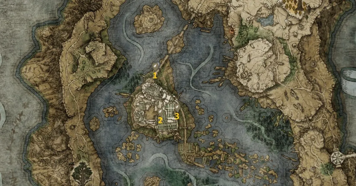Raya Lucaria Academy Smithing Stone 5 emplacements sur carte dans Elden Ring